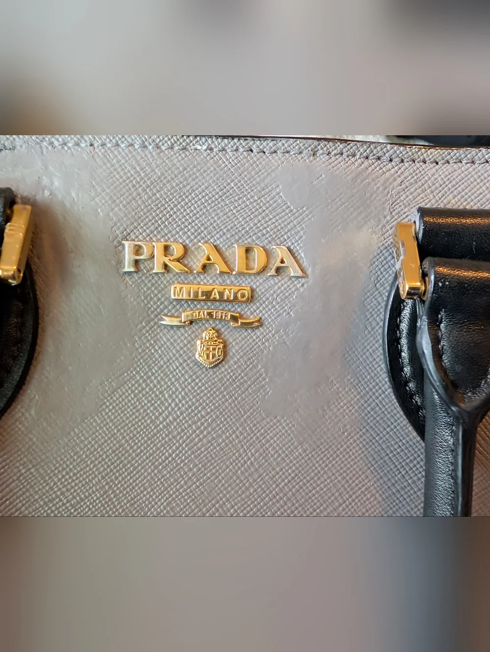 Prada Saffiano Leather Grey/Black Top Handle Tote Rehab Project Bag As Is! - Picture 16 of 16